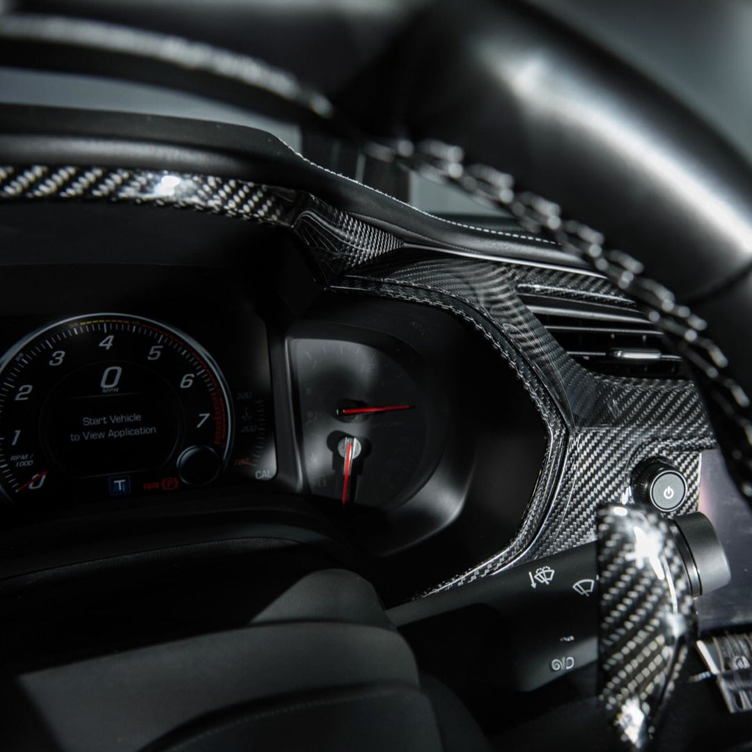 Corvette C7 Dry Carbon Fiber Gauge Cluster Trim Cover Set Carbon Fiber VENT-1411-BKCF