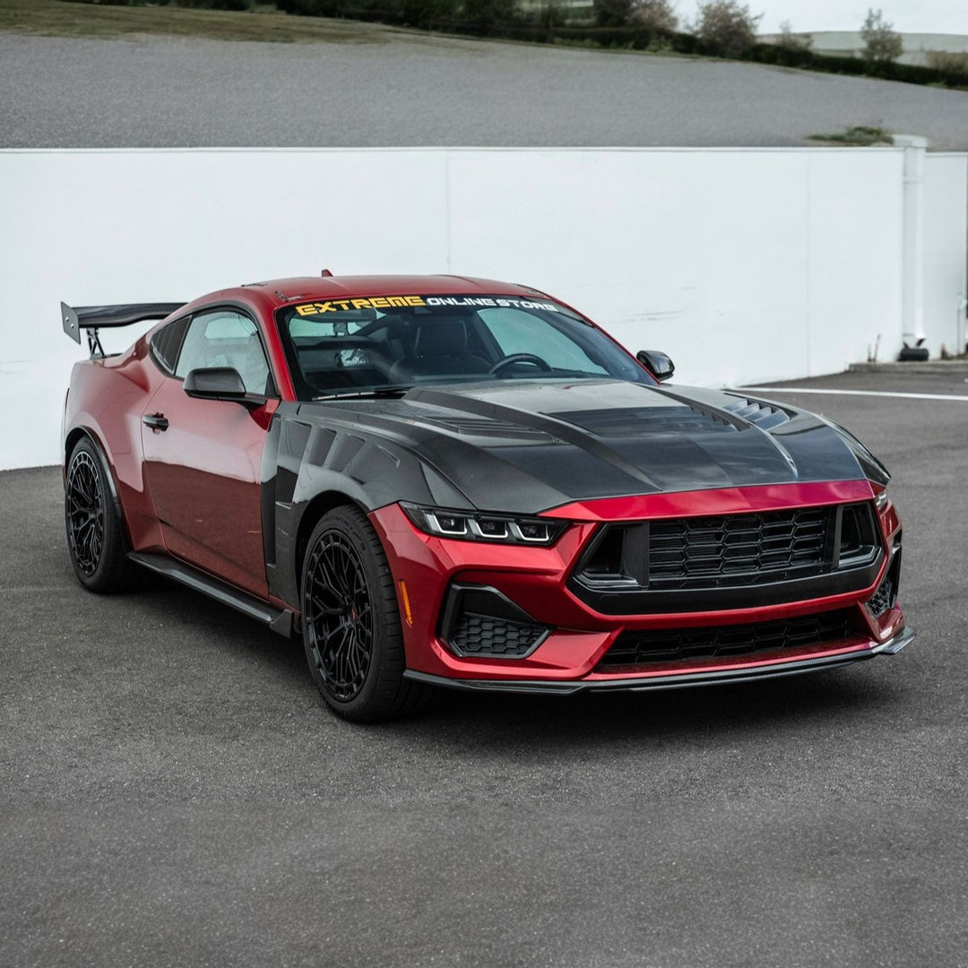 2024-Up Ford Mustang Carbon Fiber DarkHorse Style Front Grille Side Nostril Air Intake Trim Covers Carbon Fiber VENT-1540-BKCF