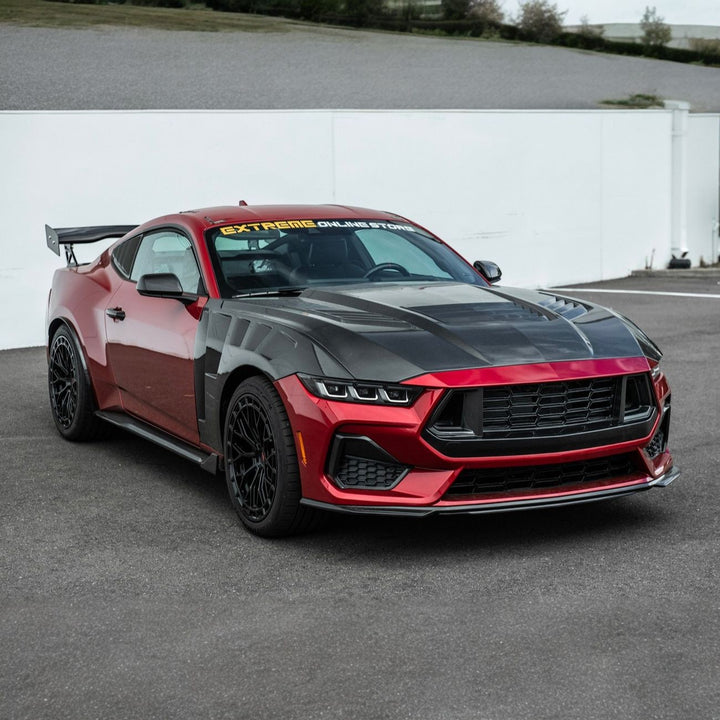 2024-Up Ford Mustang Carbon Fiber DarkHorse Style Front Grille Side Nostril Air Intake Trim Covers Carbon Fiber VENT-1540-BKCF