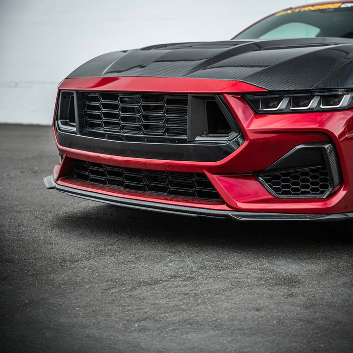 2024-Up Ford Mustang Carbon Fiber DarkHorse Style Front Grille Side Nostril Air Intake Trim Covers Carbon Fiber VENT-1540-BKCF