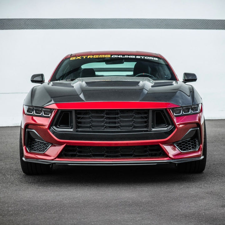 2024-Up Ford Mustang Carbon Fiber DarkHorse Style Front Grille Side Nostril Air Intake Trim Covers Carbon Fiber VENT-1540-BKCF