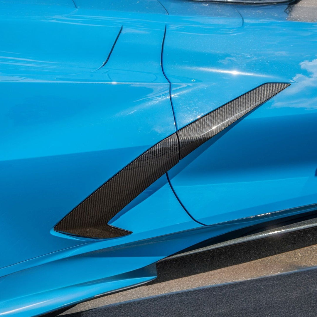 Corvette C8 Carbon Fiber GM Factory Style Replacement Side Door Scoops Carbon Fiber VENT-504-BKCF