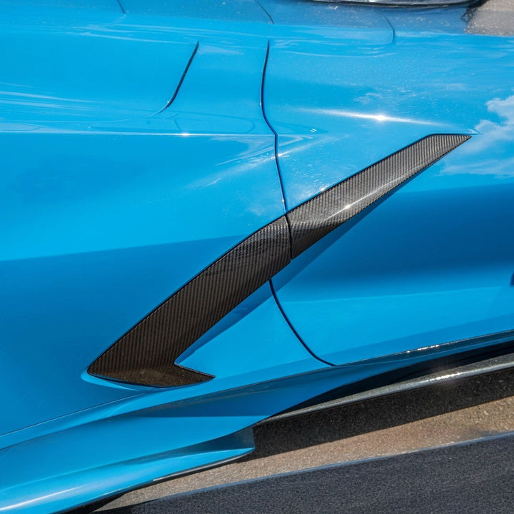 Corvette C8 Carbon Fiber GM Factory Style Replacement Side Door Scoops Carbon Fiber VENT-504-BKCF