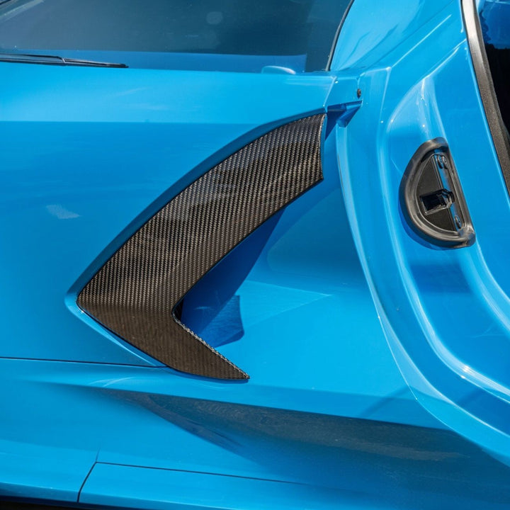 Corvette C8 Carbon Fiber GM Factory Style Replacement Side Door Scoops Carbon Fiber VENT-504-BKCF