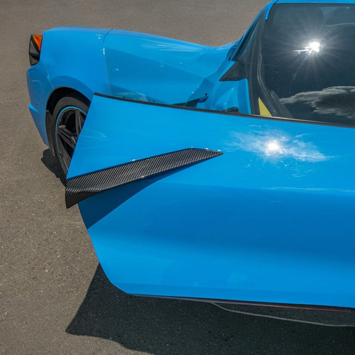 Corvette C8 Carbon Fiber GM Factory Style Replacement Side Door Scoops Carbon Fiber VENT-504-BKCF