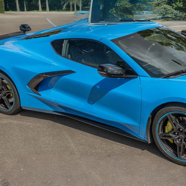 Corvette C8 Carbon Fiber GM Factory Style Replacement Side Door Scoops Carbon Fiber VENT-504-BKCF