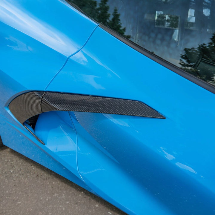 Corvette C8 Carbon Fiber GM Factory Style Replacement Side Door Scoops Carbon Fiber VENT-504-BKCF