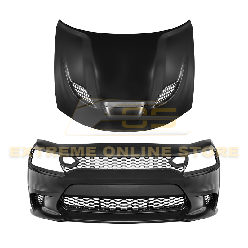 2015-Up Dodge Charger SRT Hellcat Conversion Bumper Kit &amp; Hood Cover