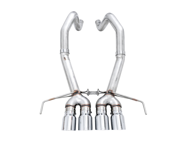 AWE Track Edition Axleback Exhaust for C7 Corvette Stingray / Z51 / Grand Sport / Z06 / ZR1 -- Chrome Silver Tips (includes AWE AFM valve simulators)