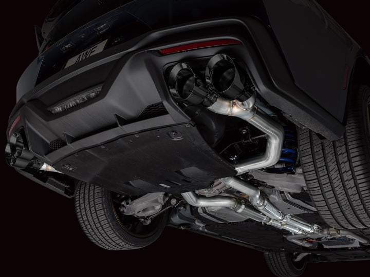 AWE Track Edition Exhaust for S650 Ford Mustang Dark Horse - Quad Diamond Black Tips