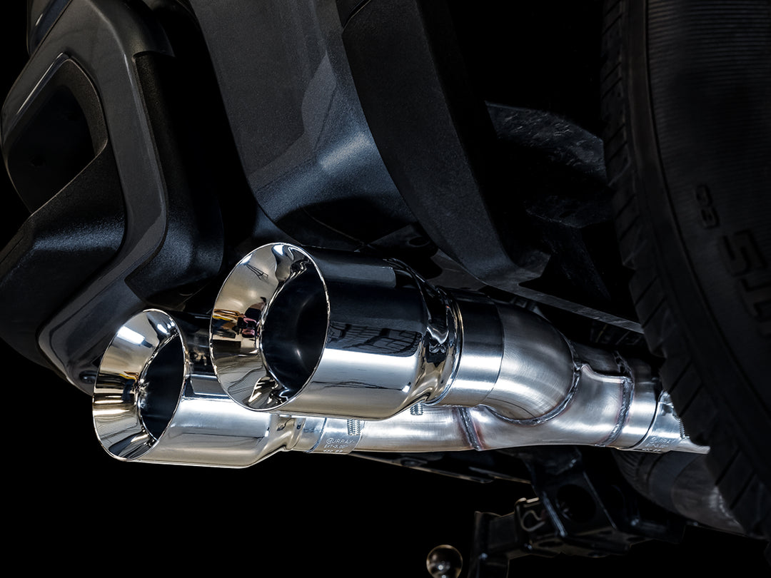 AWE 0FG Catback Dual Side Exit Exhaust for 4th Gen Silverado/Sierra 1500 5.3L (Flat Bumper) - Chrome Silver Tips