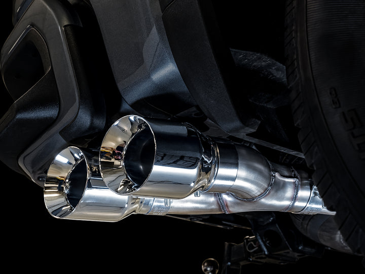 AWE 0FG Catback Dual Side Exit Exhaust for 4th Gen Silverado/Sierra 1500 5.3L (Flat Bumper) - Chrome Silver Tips