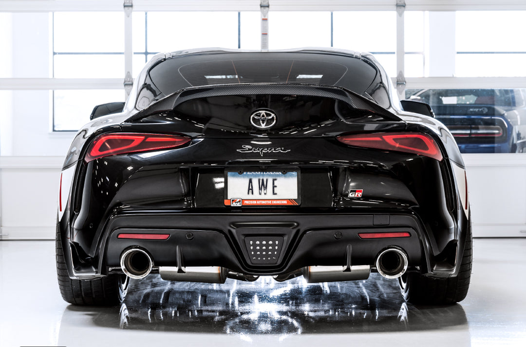 AWE Non-Resonated Touring Edition Exhaust for A90 Supra - 5" Chrome Silver Tips