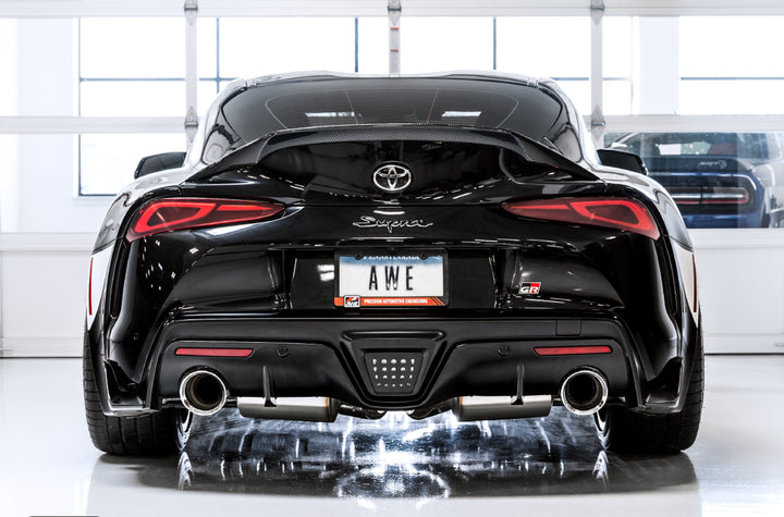 AWE Non-Resonated Touring Edition Exhaust for A90 Supra - 5" Chrome Silver Tips