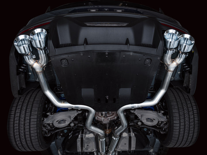 AWE Track Edition Exhaust for S650 Ford Mustang Dark Horse - Quad Chrome Silver Tips