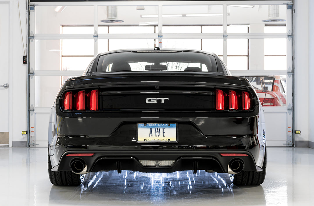 AWE Track Edition Cat-back Exhaust for S550 Mustang GT - Dual Tip - Diamond Black Tips
