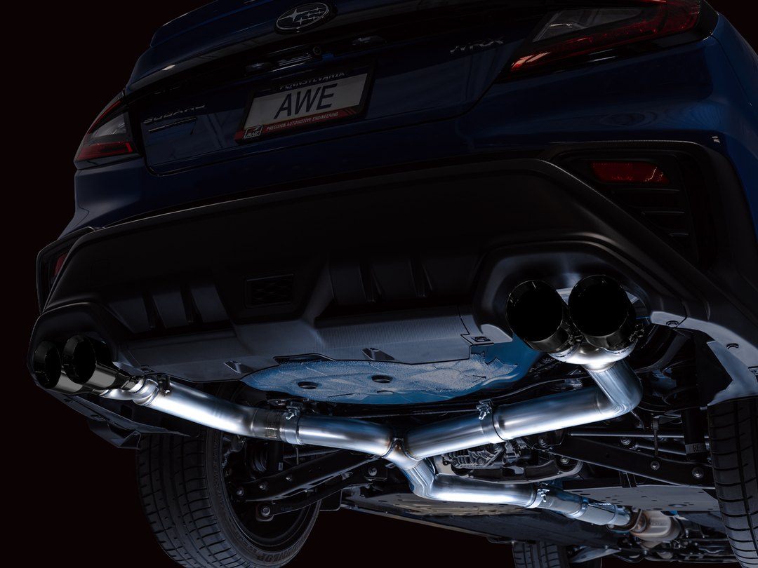 AWE Track Edition Exhaust for VB Subaru WRX - Diamond Black Tips