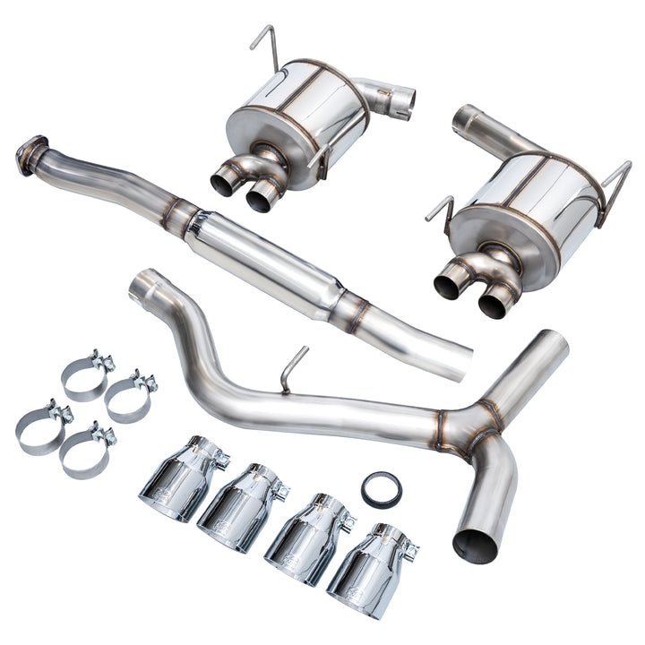 AWE Touring Edition Exhaust for VA STI / GV WRX / GV STI Sedan - Chrome Silver Quad Tips (102mm)