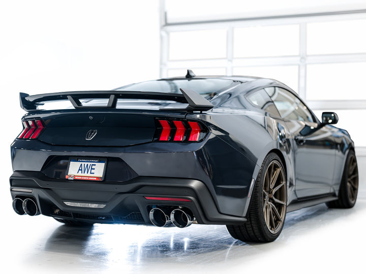 AWE Track Edition Exhaust for S650 Ford Mustang Dark Horse - Quad Chrome Silver Tips