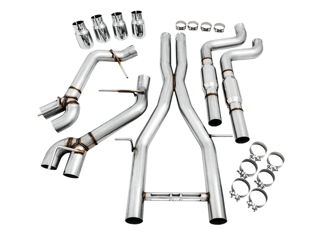 AWE Track Edition Cat-back Exhaust for Gen6 Camaro SS / ZL1 / LT1 - Resonated - Chrome Silver Tips (Quad Outlet)