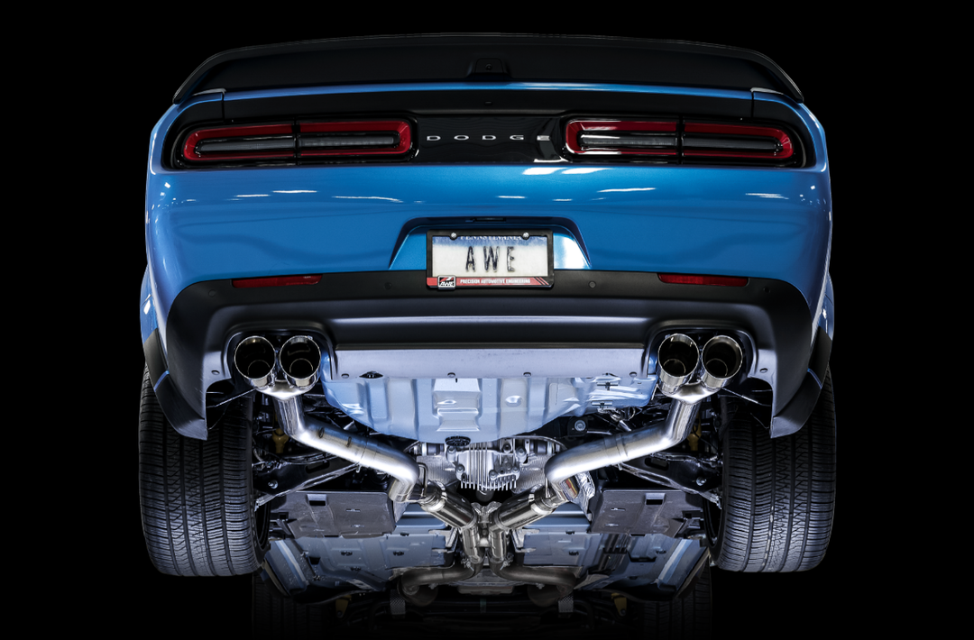 AWE Track Edition Exhaust for 17+ Challenger 5.7 - Chrome Silver Quad Tips