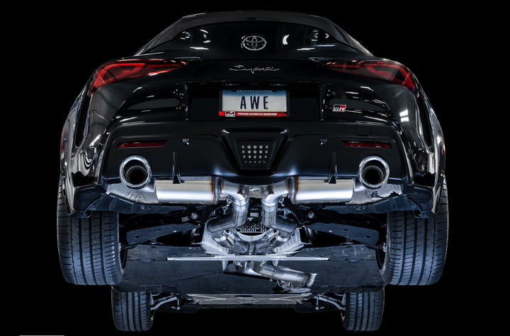AWE Resonated Touring Edition Exhaust for A90 Supra - 5" Chrome Silver Tips
