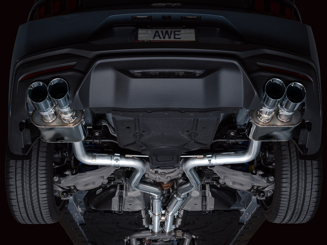 AWE SwitchPath™ Exhaust for S650 Ford Mustang GT Fastback - Quad Chrome Silver Tips