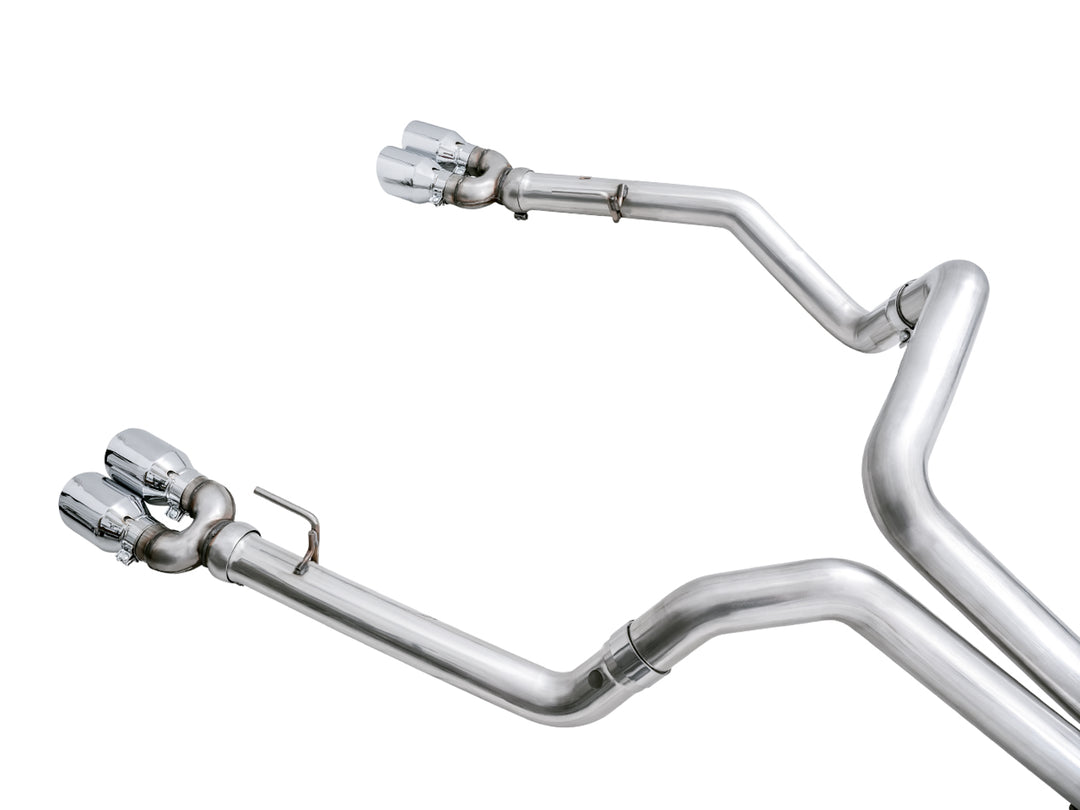 AWE 0FG Catback Split Rear Exit Exhaust for 4th Gen Silverado/Sierra 1500 6.2L (with bumper cutouts) - Quad Chrome Silver Tips