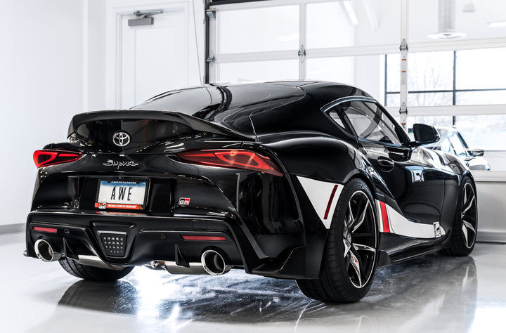 AWE Non-Resonated Touring Edition Exhaust for A90 Supra - 5" Chrome Silver Tips
