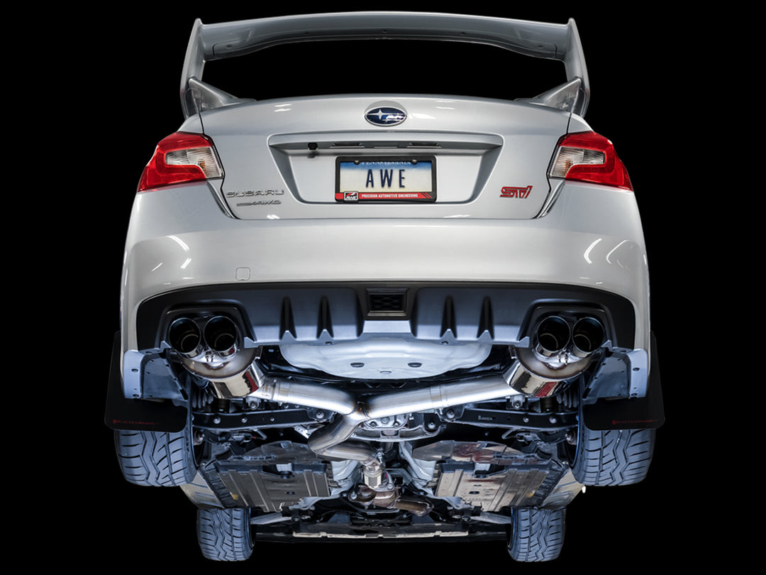 AWE Touring Edition Exhaust for VA STI / GV WRX / GV STI Sedan - Chrome Silver Quad Tips (102mm)