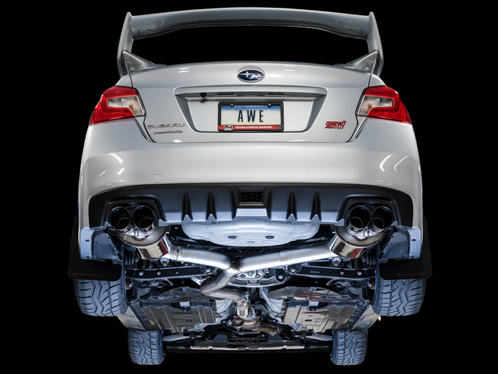 AWE Touring Edition Exhaust for VA STI / GV WRX / GV STI Sedan - Chrome Silver Quad Tips (102mm)