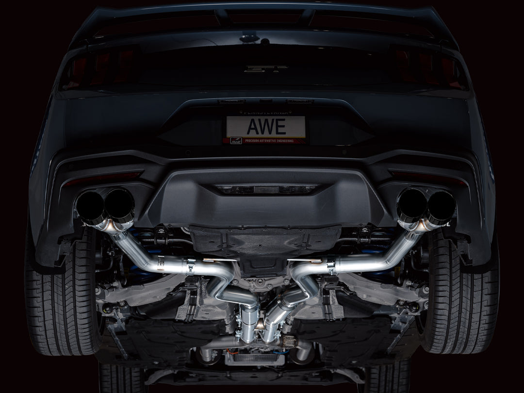 AWE Track Edition Exhaust for S650 Ford Mustang GT Fastback - Quad Diamond Black Tips