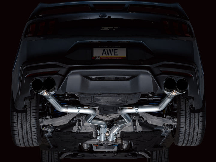 AWE Track Edition Exhaust for S650 Ford Mustang GT Fastback - Quad Diamond Black Tips