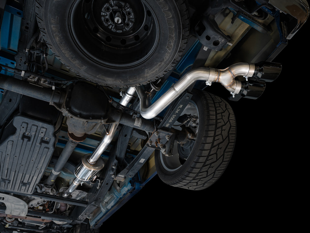 AWE 0FG Dual Side Exit Exhaust for Ford F-150 Regular Cab - 4.5" Diamond Black Tips