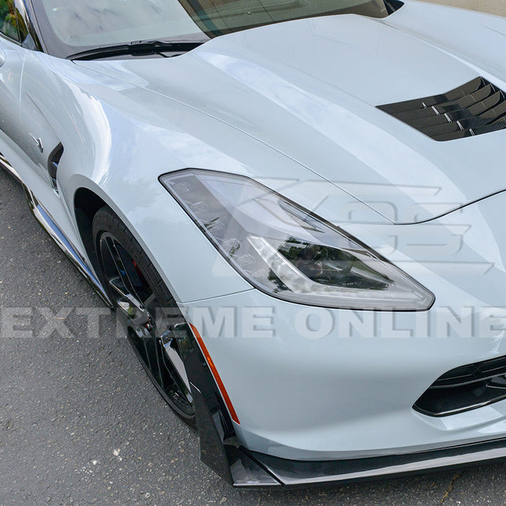 Corvette C7 Stage 3 DRY CARBON FIBER Front Splitter Wickerbill Extension Winglets