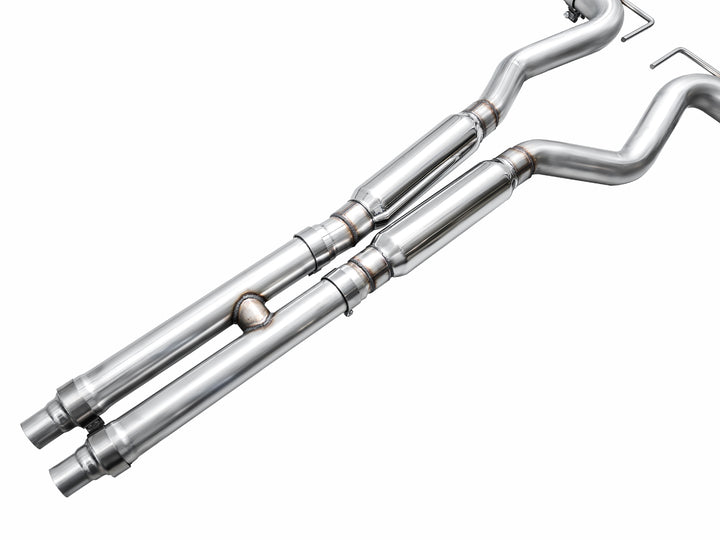 AWE Track Edition Exhaust for S650 Ford Mustang GT Fastback - Quad Diamond Black Tips