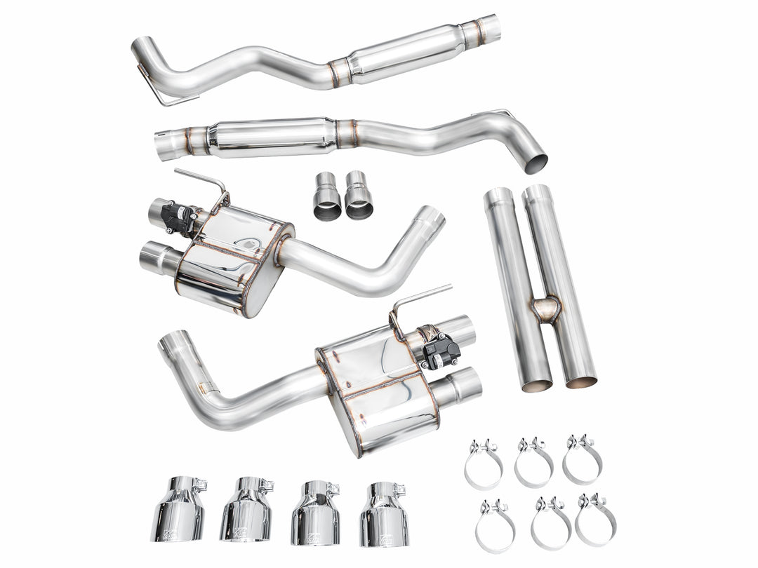 AWE SwitchPath™ Exhaust for S650 Ford Mustang GT Fastback - Quad Chrome Silver Tips