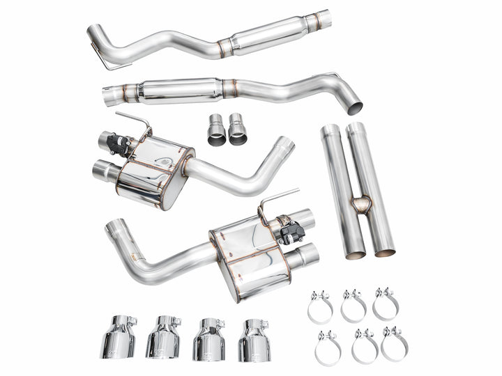 AWE SwitchPath™ Exhaust for S650 Ford Mustang GT Fastback - Quad Chrome Silver Tips