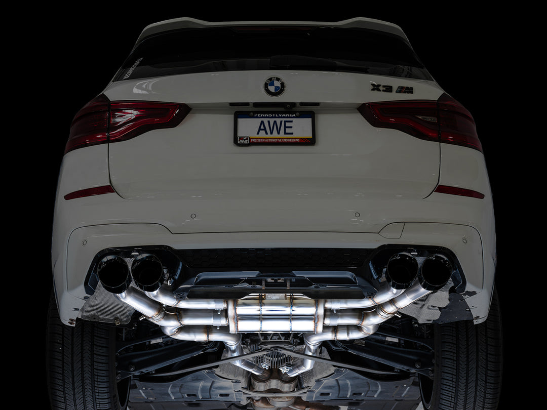 AWE Valved SwitchPath™ Axleback Exhaust for BMW F97 X3 M / F98 X4 M - Diamond Black Tips
