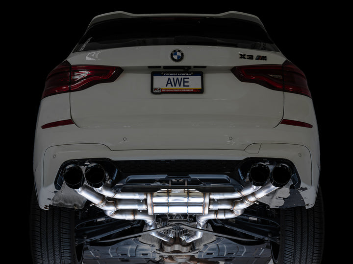 AWE Valved SwitchPath™ Axleback Exhaust for BMW F97 X3 M / F98 X4 M - Diamond Black Tips