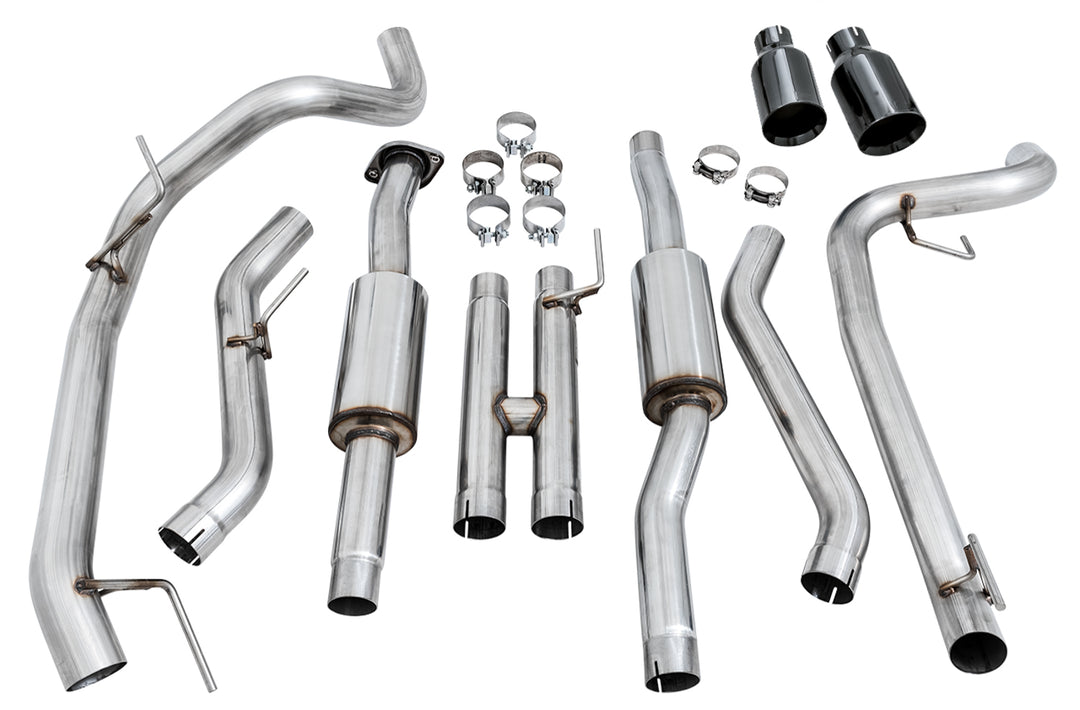 AWE 0FG Exhaust for Gen 2 Ford Raptor (Resonated Performance Cat-back) - Diamond Black 5" Tips