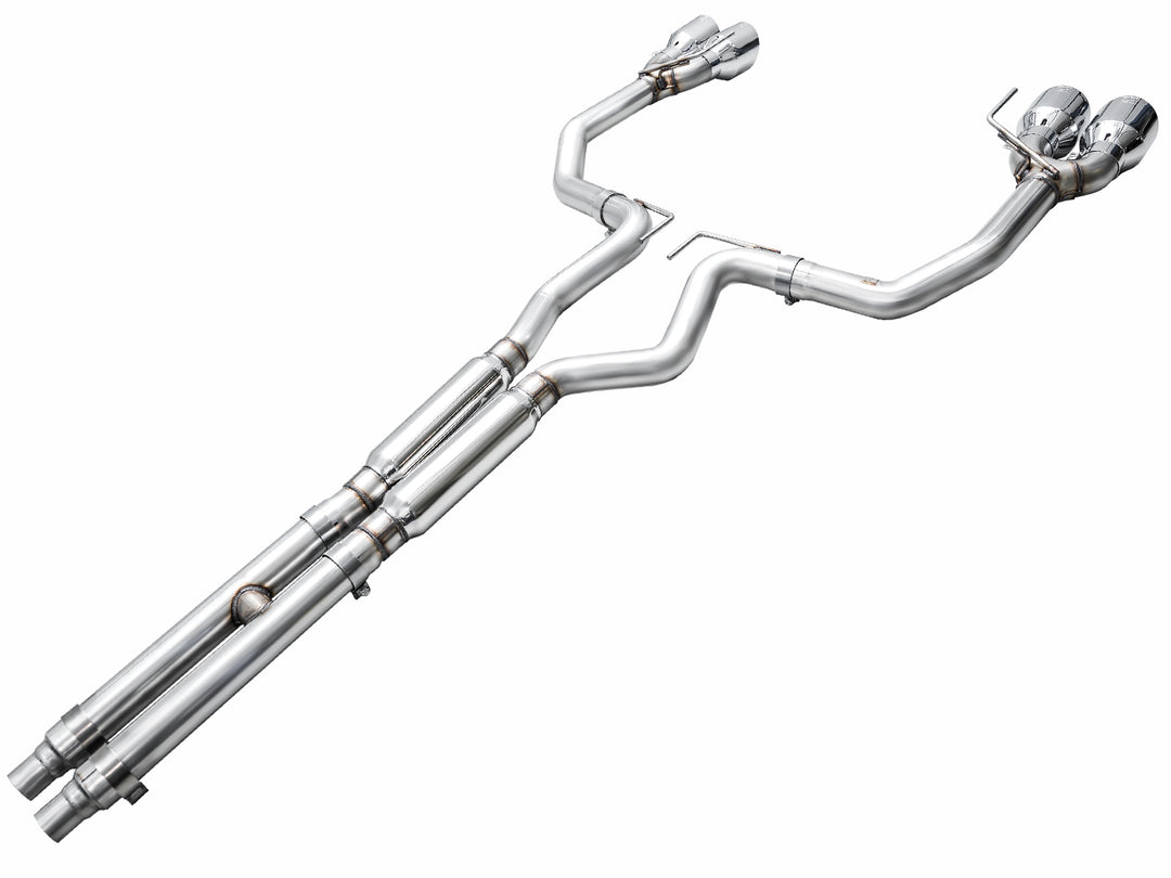 AWE Track Edition Exhaust for S650 Ford Mustang Dark Horse - Quad Chrome Silver Tips