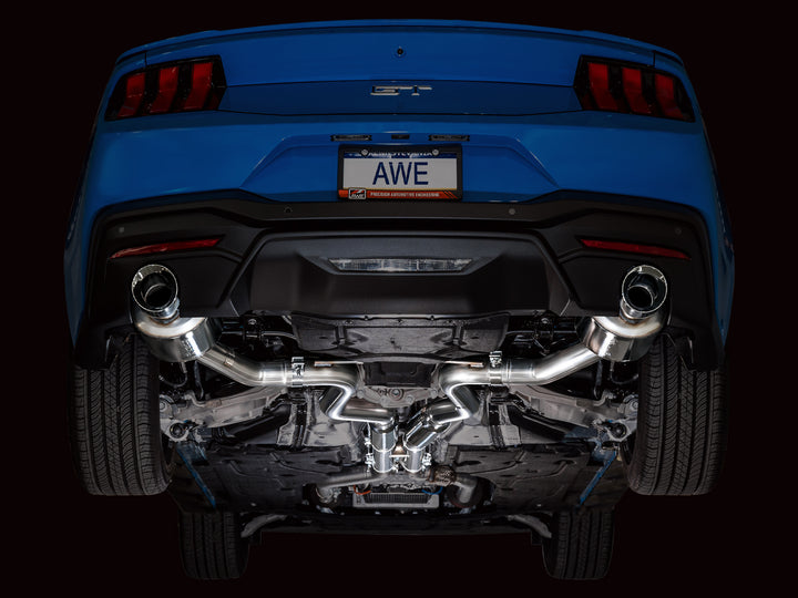 AWE Touring Edition Exhaust for S650 Ford Mustang GT Fastback - Dual Chrome Silver Tips