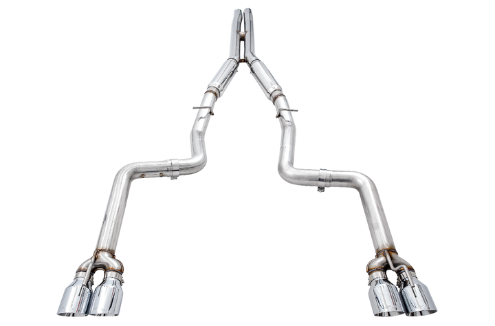 AWE Track Edition Exhaust for 15+ Challenger 6.4 / 6.2 SC - Chrome Silver Quad Tips