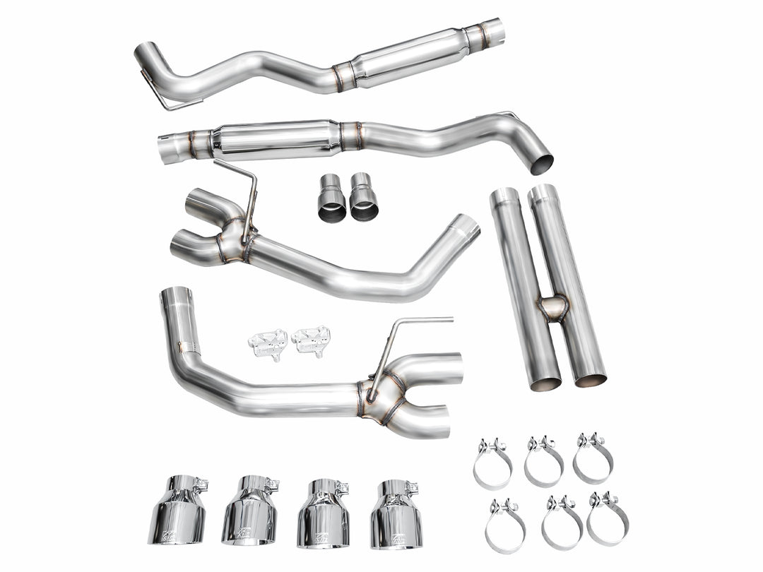 AWE Track Edition Exhaust for S650 Ford Mustang GT Fastback - Quad Chrome Silver Tips