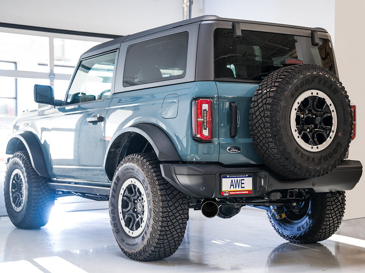 AWE 0FG Catback Exhaust for Ford Bronco with BashGuard™ - Single 5" Diamond Black Tip