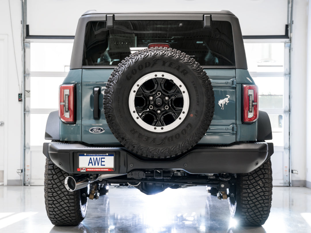 AWE 0FG Catback Exhaust for Ford Bronco with BashGuard™ - Single 5" Chrome Silver Tip