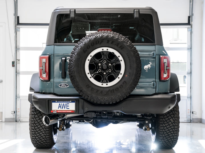 AWE 0FG Catback Exhaust for Ford Bronco with BashGuard™ - Single 5" Chrome Silver Tip