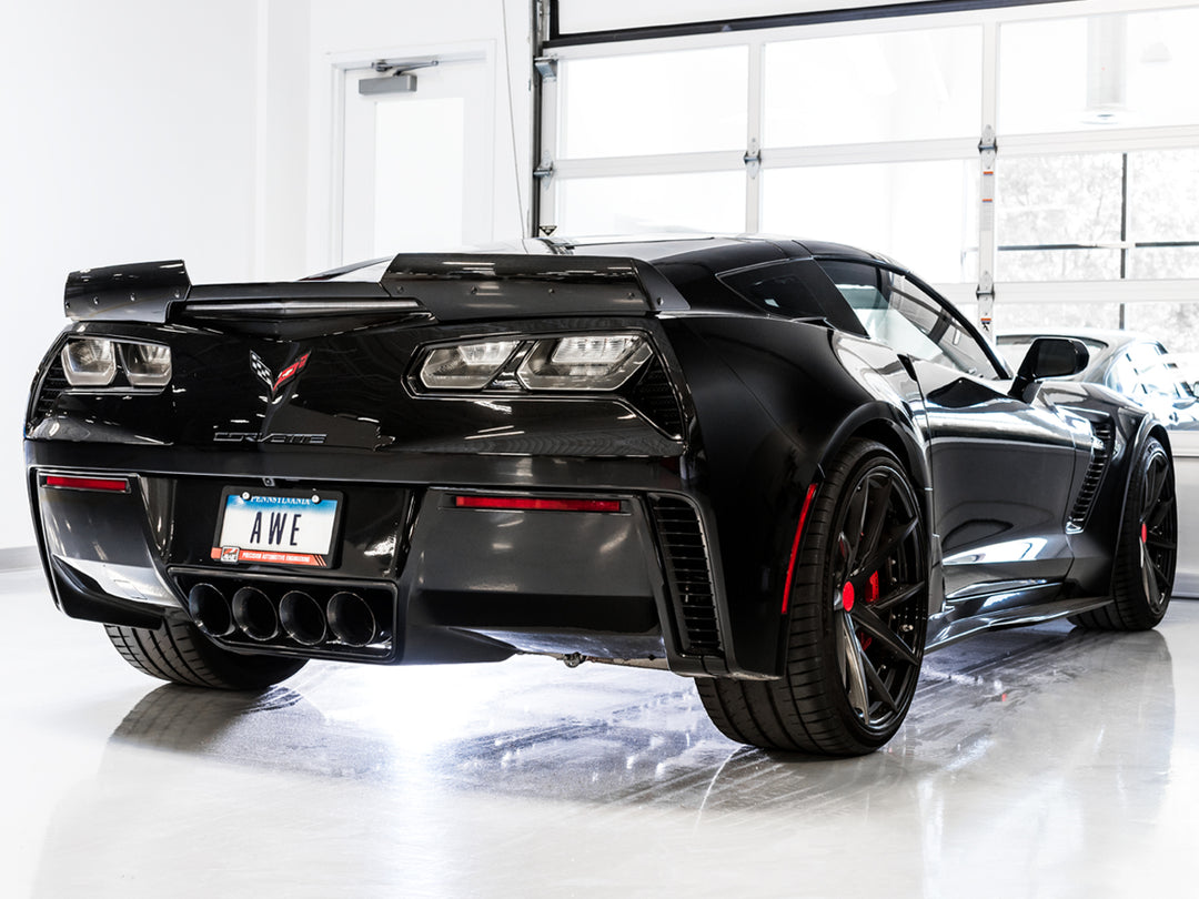 AWE Track Edition Axleback Exhaust for C7 Corvette Stingray / Z51 / Grand Sport / Z06 / ZR1 -- Diamond Black Tips (includes AWE AFM valve simulators)