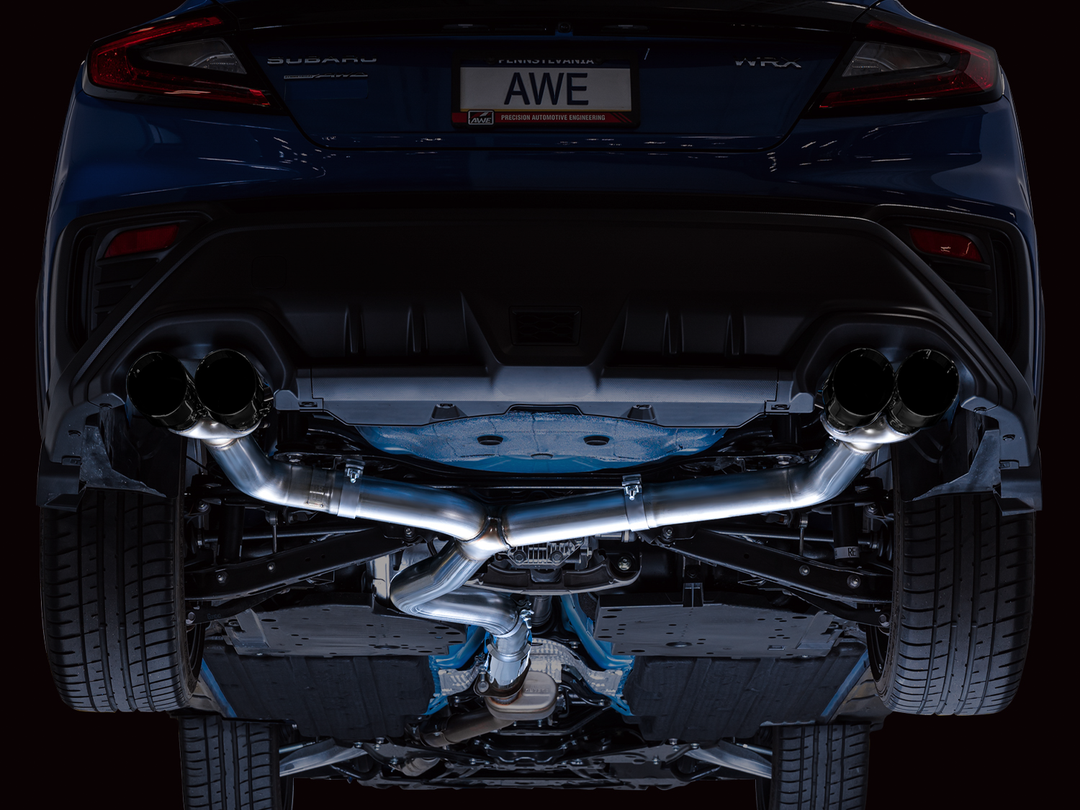 AWE Track Edition Exhaust for VB Subaru WRX - Diamond Black Tips